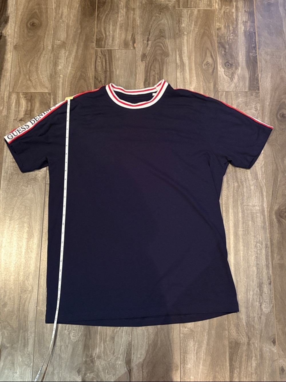GUESS Navy Tee with Red and White Trim